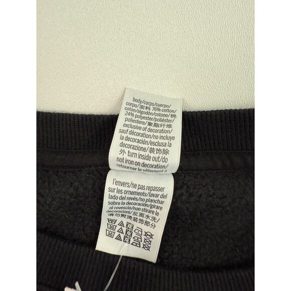 Victoria's Secret PINK Long Sleeve Crew Neck Black Crop Sweatshirt  Size M - Picture 9 of 11